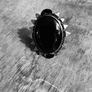 Black and Silver Boho Ring